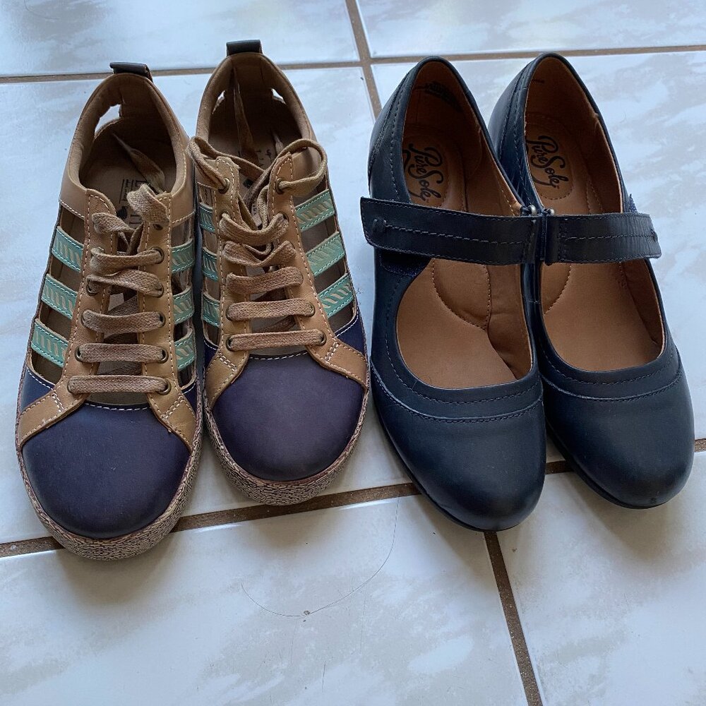 2 women shoes size 6, 36 Mary Jane Velcro and sneakers l'artiste porscha
